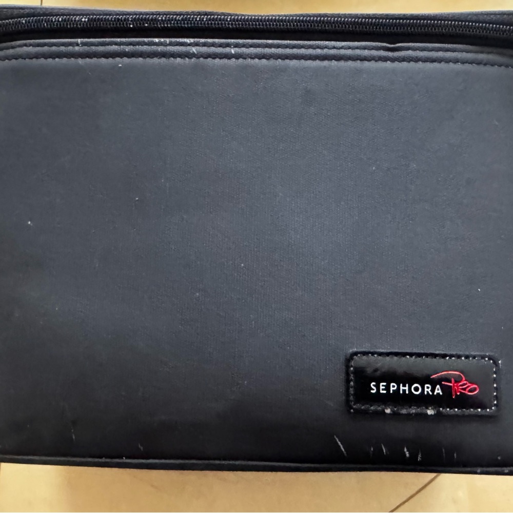 Sephora Pro Black Make Up Bag 12” X 8” X 7” With Inserts